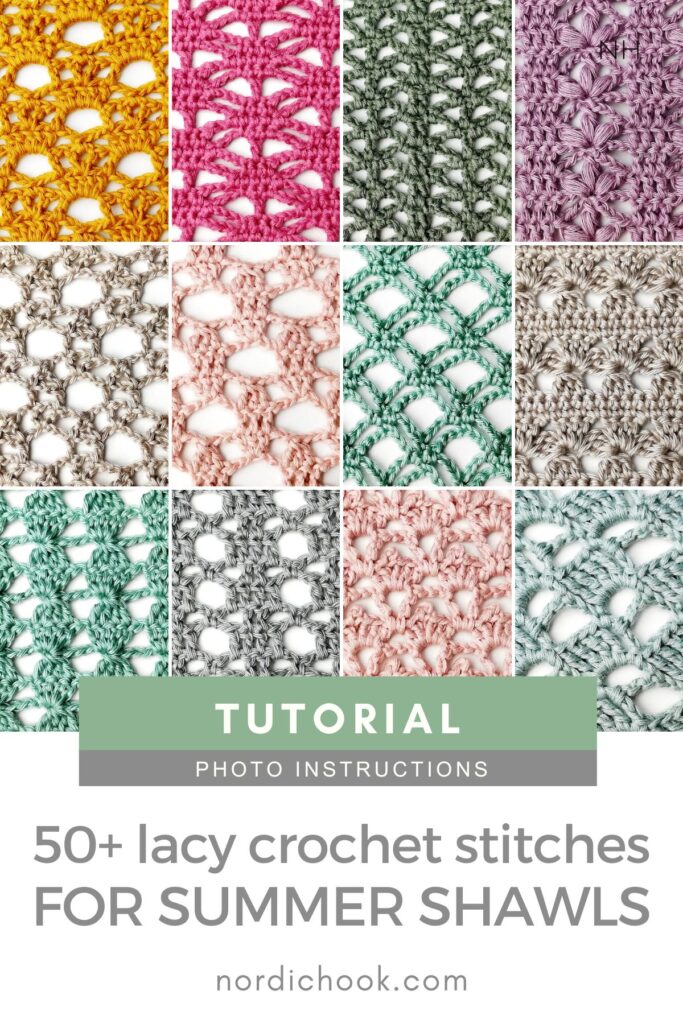 50+ lacy crochet stitches for summer crochet shawls and scarves (step-by-step)