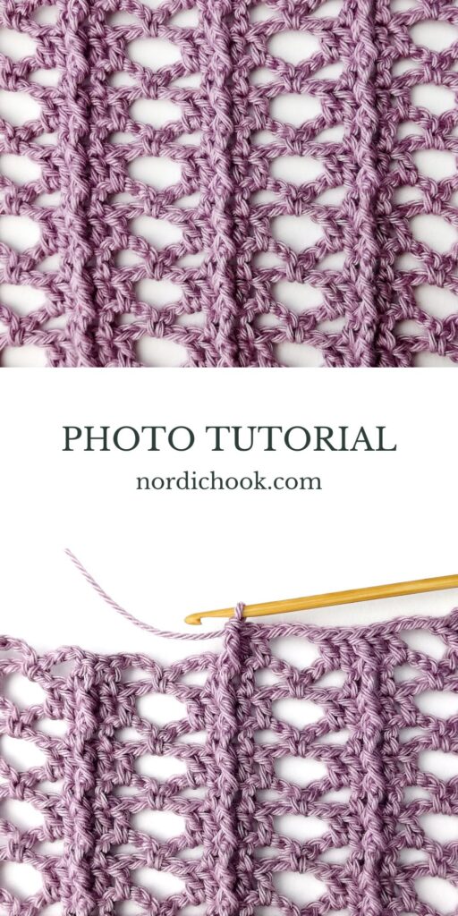 Crochet stitch step-by-step photo tutorial: Ridged Belgian mesh stitch