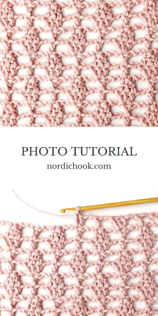 Crochet stitch step-by-step photo tutorial: Simple lacy leaves stitch