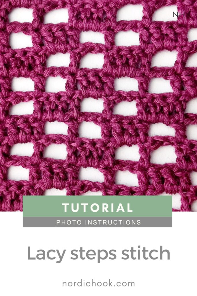 Crochet stitch step-by-step photo tutorial: Lacy steps stitch