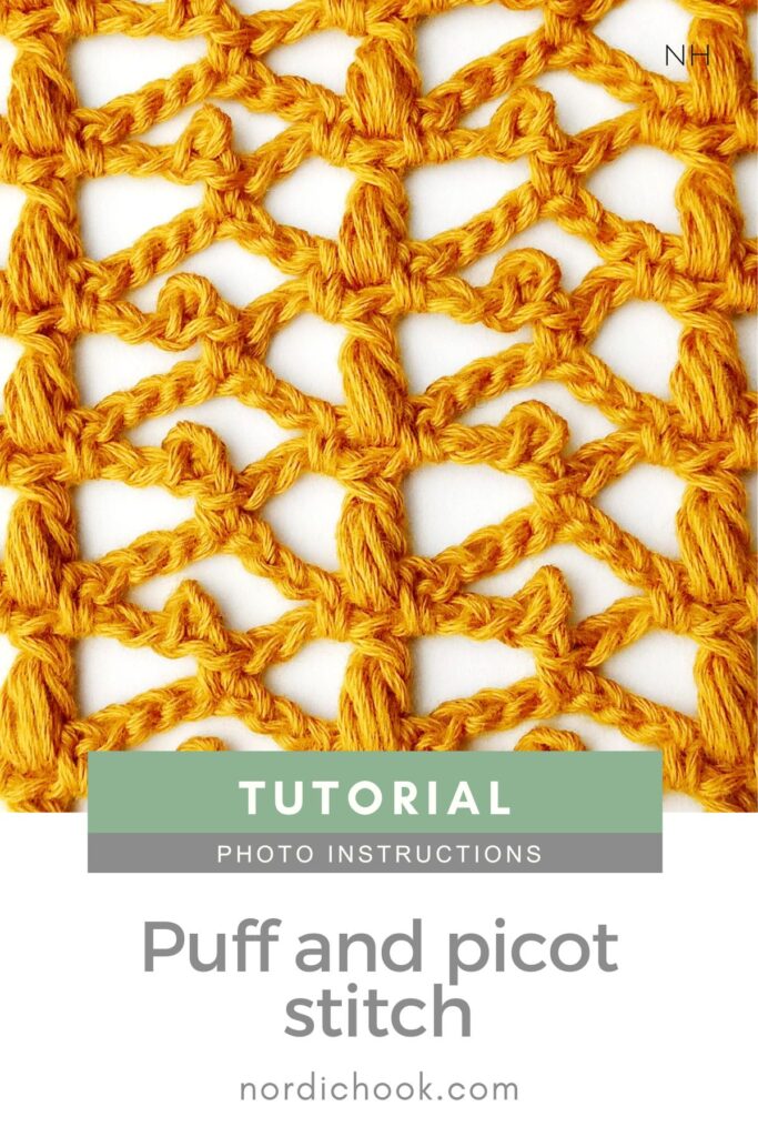 Crochet stitch step-by-step photo tutorial: Puff and picot stitch