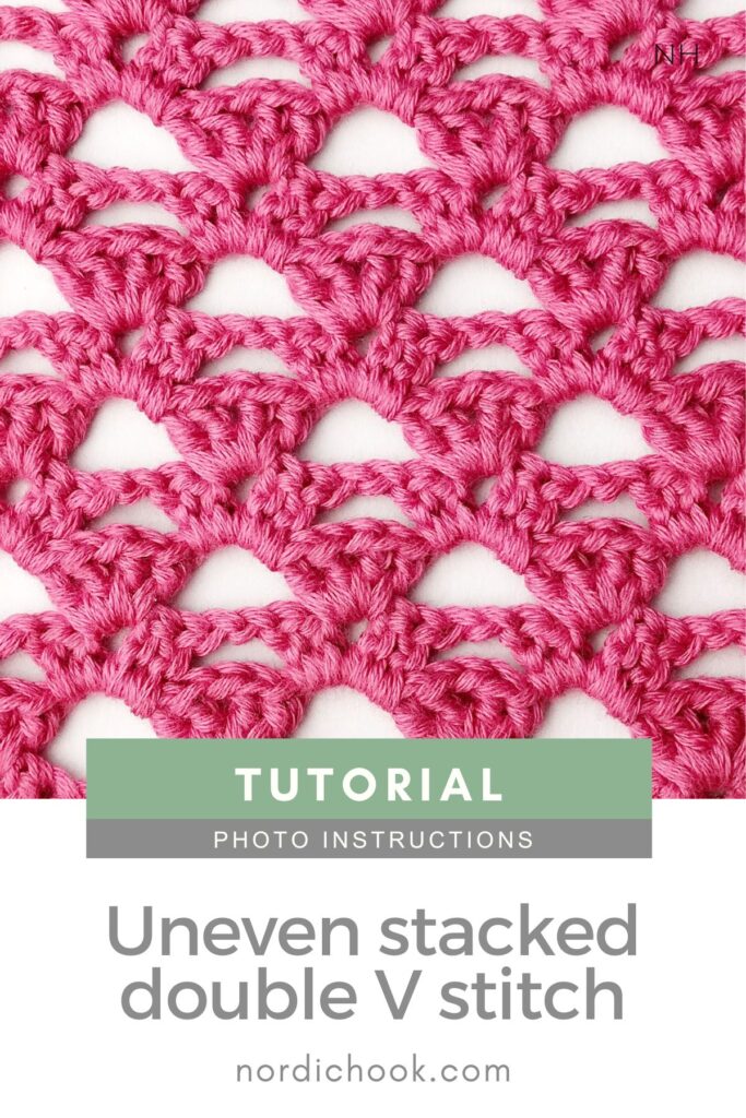 Crochet stitch step-by-step photo tutorial: Uneven stacked double V stitch