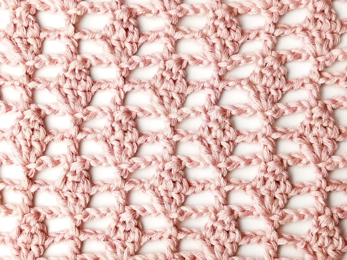 Crochet stitch step-by-step photo tutorial: Simple lacy leaves stitch