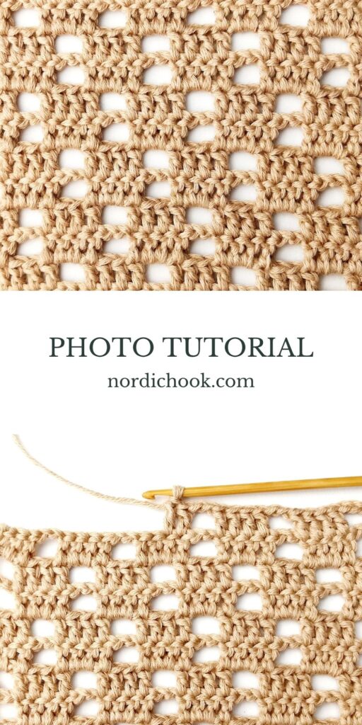 Crochet stitch step-by-step photo tutorial: Lacy uneven block stitch