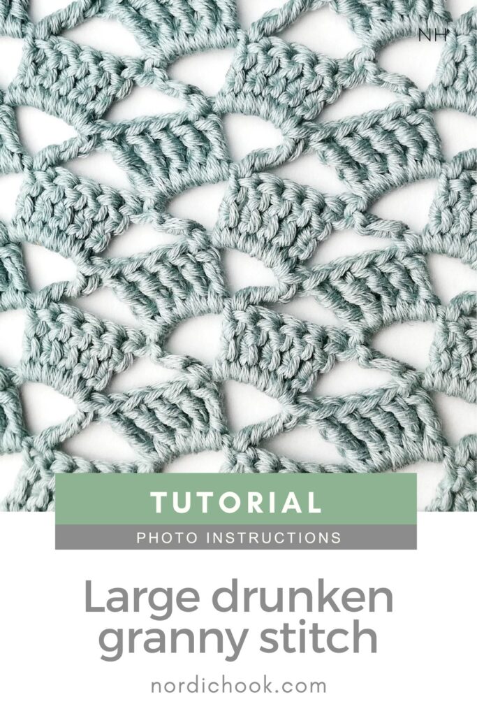 Crochet stitch step-by-step photo tutorial: Large drunken granny stitch